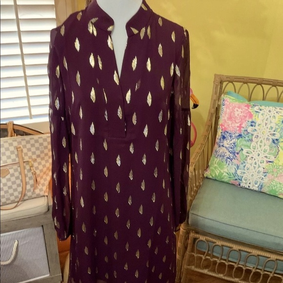 Lilly Pulitzer NWT Shea Silk Dress Cabernet Berry Diamond Clip - Picture 10 of 16